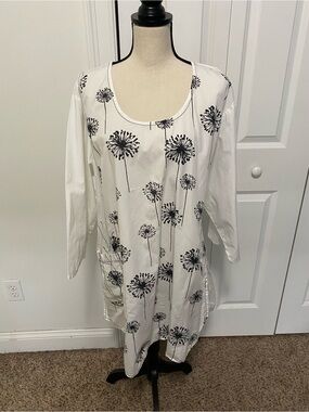 Snapdragon & Twig Cotton Shift Dress Flowers Art To Wear